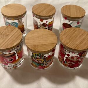 Colorful Glass Jars with Bamboo Lids